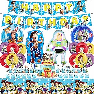 Les fournitures de fête d'anniversaire toy story comprennent une bannière d'anniversaire, des ballons