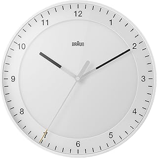 Grande horloge murale analogique classique marron avec mouvement à balayage silencieux, facile à