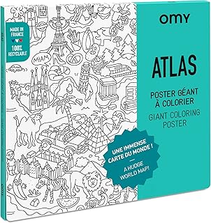 Affiche géante à colorier umi, carte du monde atlas 40 x 28 pouces