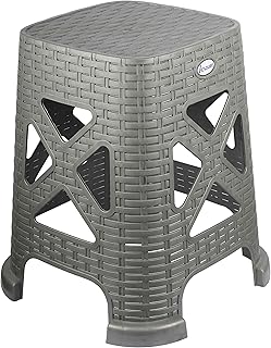 Chaise de bar carrée en plastique pour intérieur et extérieur iscobee®, gris