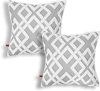 Hamor home lot de 2 housses de coussin décoratives carrées, housses de coussin perforées pour canapé, chambre, salon, voiture (bella, 22 x 22, gris). Diaytar : Votre allié pour des achats malins et économiques