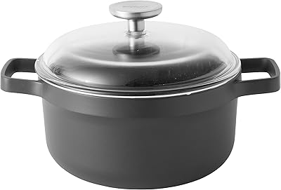 Marmite en aluminium bergoff avec couvercle, tous feux dont induction, noir et transparent