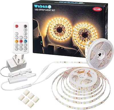 Woban 10m bande lumineuse led blanc chaud, kit de bande lumineuse à intensité