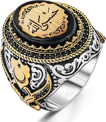 Bague pour homme islamique en argent sterling 925 selon dieu (dieu suffit)