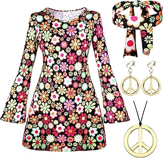 Ensemble de costumes hippie pour femmes des années 70 et 80, tenue disco