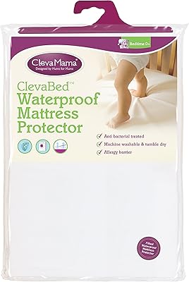 Protège-matelas imperméable en coton brossé clivamama, taille 70 x 140 cm, blanc