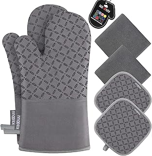 Ensemble de 6 gants de cuisine et maniques résistants à la chaleur