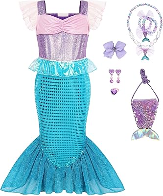 Costume de princesse sirène wonderbaby pour filles pour anniversaires, halloween et fêtes
