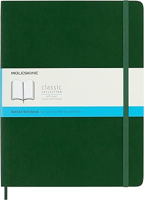 Cahier moleskine extra large, à pois, vert myrte, couverture souple (7,5 x 9,75)