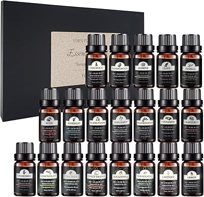 Coffret d'huiles essentielles pures de 20 pièces pour diffuseur humidificateur massage aromathérapie soins