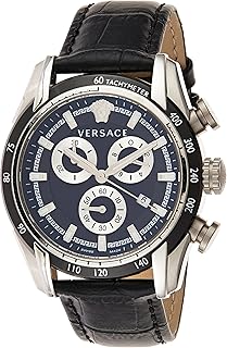 Versace ve2i00121 montre chronographe à quartz en cuir pour homme - noir, noir