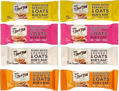 Barres d'avoine au beurre de cacahuète, à la noix de coco, à la banane, au miel et à la gelée de bob's red mill 1,76 oz, deux de chaque (paquet de 8) 1,76 once (paquet de 8). Vos marques préférées à prix réduits sur Diaytar