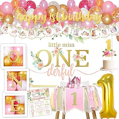 Fournitures de décorations pour 1er anniversaire de bébé fille filles boîtes à