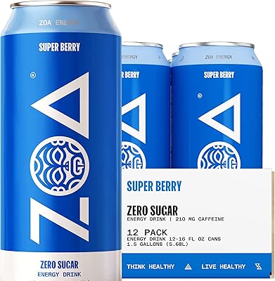 Boissons énergisantes zoa sans sucre - super berry | formule énergétique saine avec caféine naturelle, vitamine c quotidienne, vitamines b essentielles | sans gluten, compatible céto | canettes de 16 onces (paquet de 12). Commandez en toute confiance sur Diaytar, votre marketplace de confiance