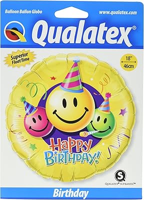 Ballon aluminium smiley anniversaire qualtex 18"