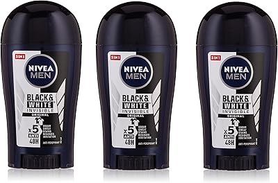 Nivea stick anti-transpirant pour homme, protection 48 heures, noir et blanc, original invisible