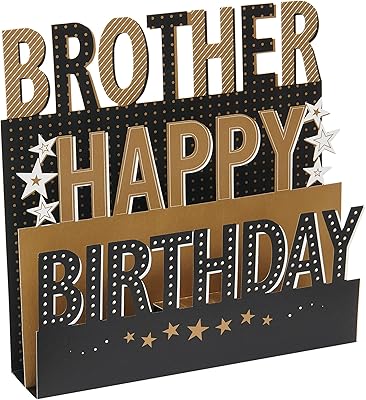 Carte d'anniversaire pour frère avec enveloppe - beau design avec lettres pop-up 3d
