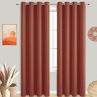 Rideaux orange brûlé de 96" pour le salon, ensemble de 2 panneaux pour décoration de thanksgiving et d'automne, rideaux occultants de 96" pour chambre à coucher, décoration d'automne. Diaytar Sénégal : Simplicité, rapidité, économie
