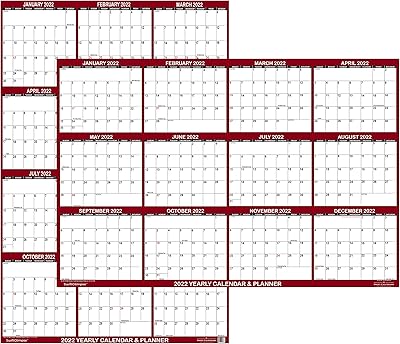 Calendrier mural swift glimpse 2022 24" x 36" enveloppe annuelle effaçable à sec