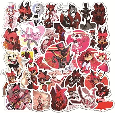 50pcs autocollants d'hôtel hazbin de bande dessinée pour adultes, autocollants imperméables drôles