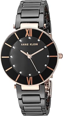 Montre pour femme ann klein avec bracelet en céramique et cristal de luxe