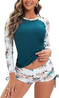 Maillot de bain de protection solaire à manches longues rashguard design pour femme