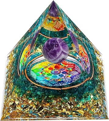 Pyramide d'orgon pour l'énergie positive, pyramide d'orgonite boule de cristal d'améthyste, générateur d'énergie