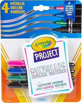 Marqueurs métalliques crayola de couleurs assorties fournitures d'art 4 pièces