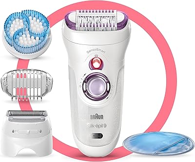 Appareil d'épilation braun silk-épil 9 pour une épilation longue durée avec 4 accessoires