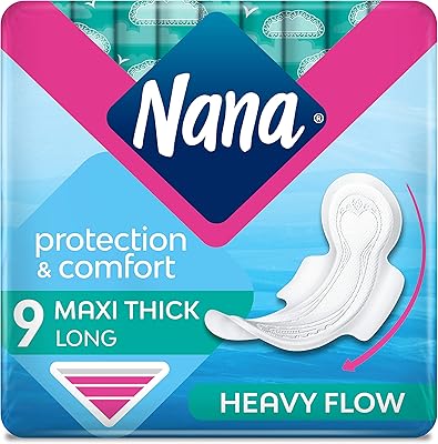 Serviettes hygiéniques nana maxi longues/ultra avec ailes - 9 pièces