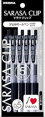 5 pièces p-jj15-bk5 sarasa zebra black 0,5 stylo à bille gel
