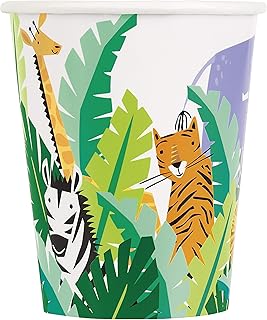 Unique party 78356 gobelets en papier à imprimé animal safari lot de 8