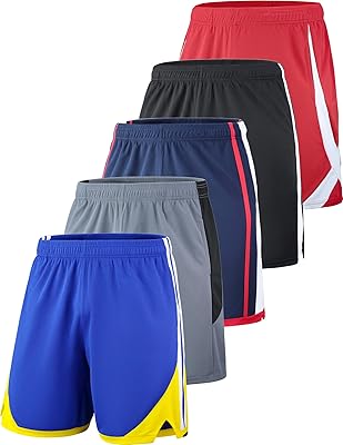 Lot de 5 shorts de basket-ball pour hommes vêtements de sport en maille