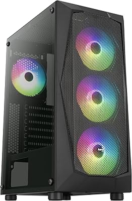 Boîtier d'ordinateur aero cool falcon atx 2pk, façade en maille, verre trempé, 4