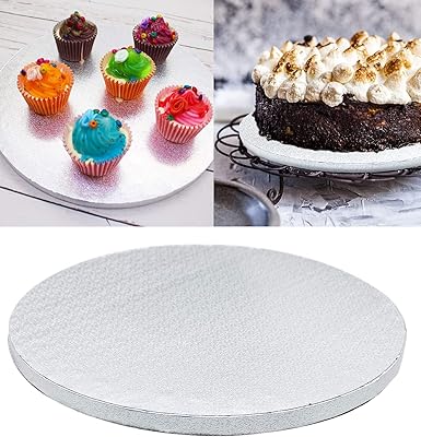 Plaque à gâteau ronde jetable taille 8 pouces, épaisseur 0,47 pouce couleur : argent. Diaytar : Votre allié pour des achats malins et économiques