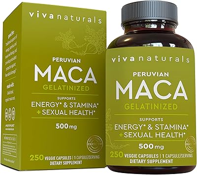 Capsules de racine de maca biologique viva naturals - les capsules de maca péruvienne pure soutiennent la santé reproductive et augmentent l'énergie, aident à équilibrer l'humeur de la ménopause, 250 capsules végétariennes. Diaytar : L'excellence du service, la douceur des prix