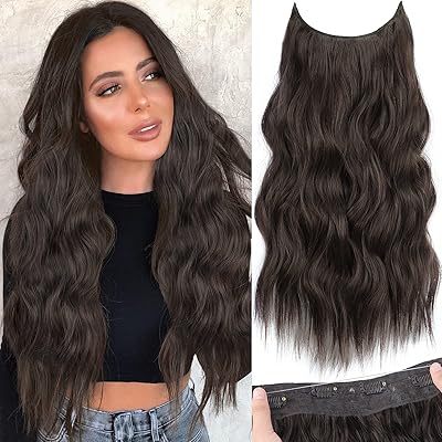 Extensions de cheveux invisibles kookastyle avec fil transparent, taille réglable, 4 clips sécurisés