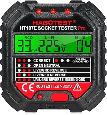 Testeur de prise morelian gfci avec affichage de tension 90-250 v, testeur automatique