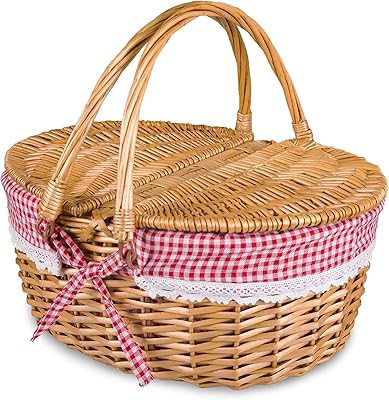 Panier de pique-nique en rotin avec couvercle et poignée panier en saule. La marketplace qui fait du bien à votre budget : Diaytar
