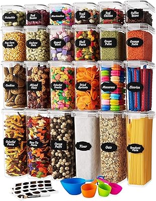 Récipients hermétiques de conservation des aliments avec couvercles (24 pièces) pour l'organisation