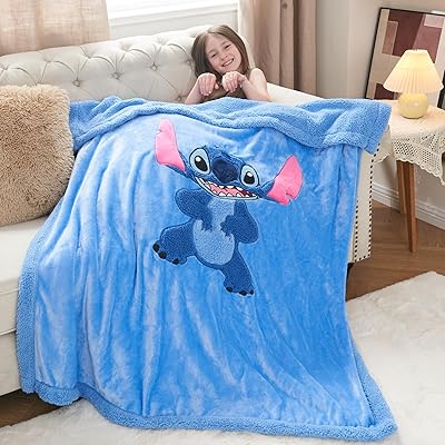 Couverture sherpa brodée xth hua 3d pour enfants, couverture chaude en peluche