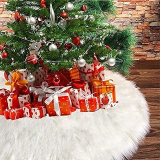 Jupe de sapin de noël en fausse fourrure blanche de 48 po