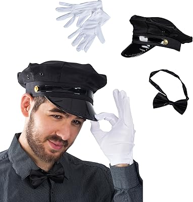 Costume de tigre de chaveur - costume de chauffeur de limousine - chapeau de chauffeur noir, gants et cravate - (ensemble de 3 pièces). Diaytar : Acheter moins cher n'a jamais été aussi facile
