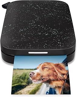 L'imprimante photo portable hp sprocket (noirl black) imprime instantanément des photos collées zink