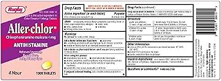 Raji allerchlor/cpm 4mg tab chlorpheniramine maleate-4 mg jaune 1000 comprimes upc 305361006105