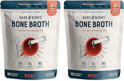Mélange de boisson en poudre instantanée bare bones bone broth, bœuf, paquet
