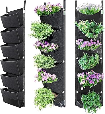 Jardinière de jardin verticale murale beater avec 6 poches pour pots de fleurs
