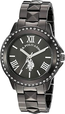 U.s. polo assn. montre cloutée en cristal pour femme, bracelet en alliage