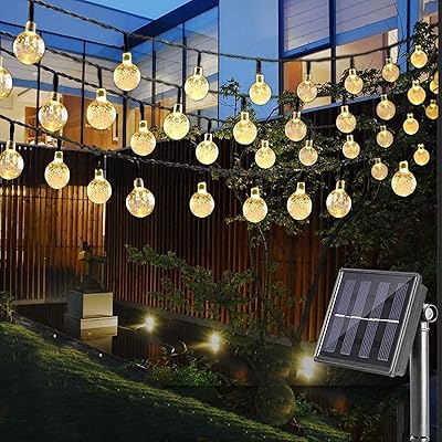 Salfar guirlande lumineuse extérieure à énergie solaire, 30 boules de cristal led étanches