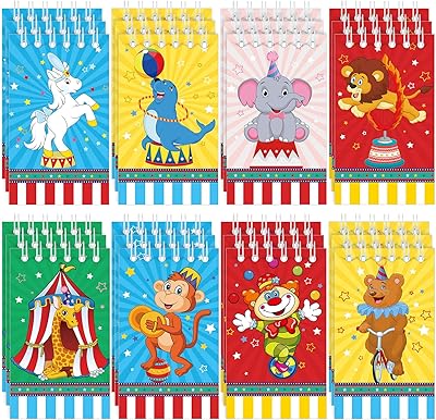 24 pièces mini carnet de carnaval de cirque fournitures de fête d'anniversaire sac